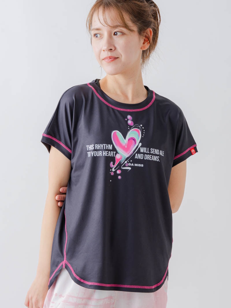 ペイントハートTシャツ  ブラック  1634-1466