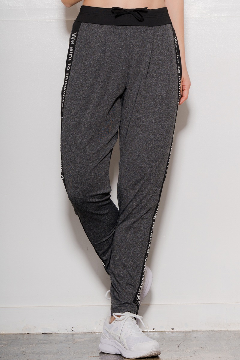 サイドロゴタックパンツ　杢ブラック　1432-1421