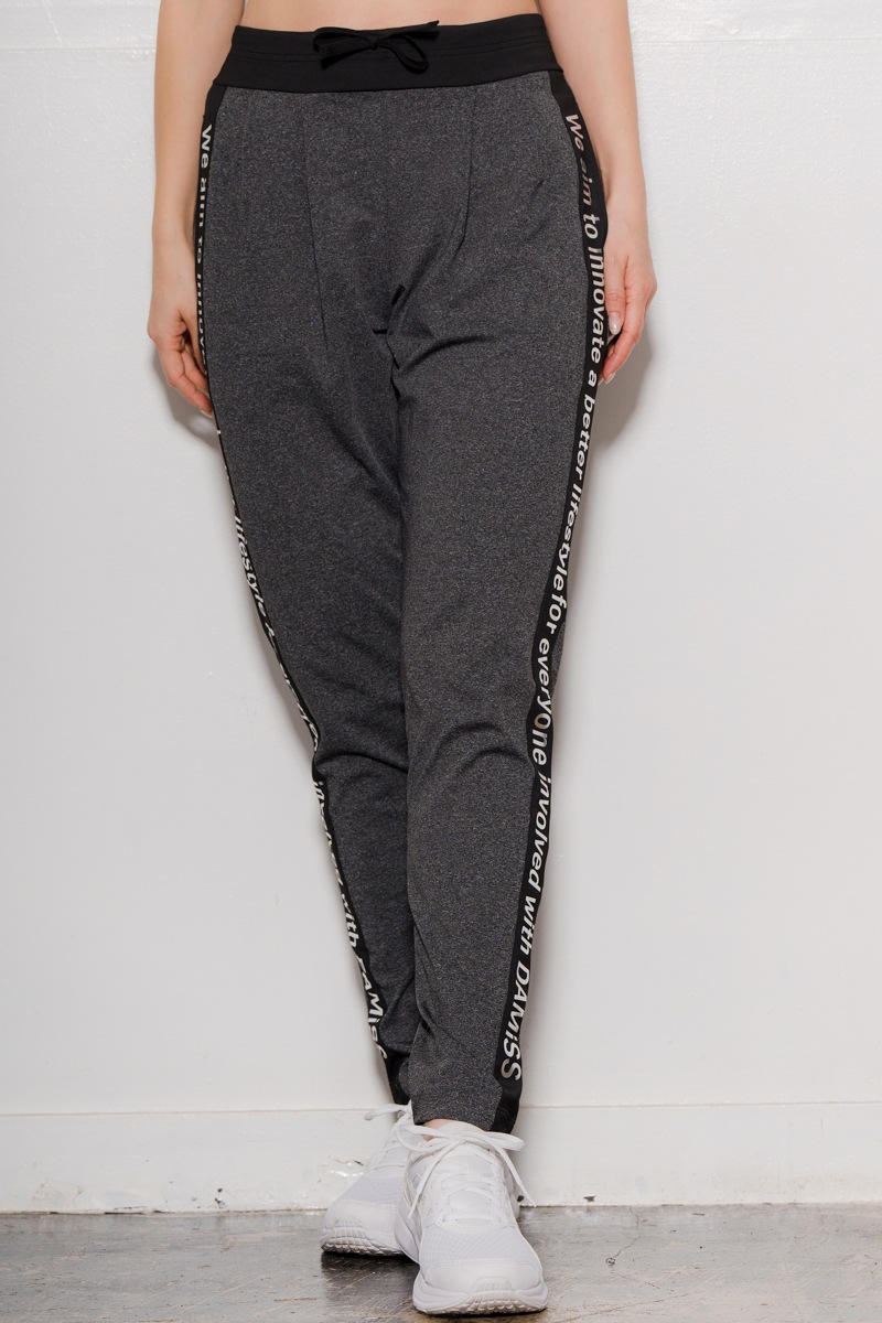 サイドロゴタックパンツ　杢ブラック　1432-1421