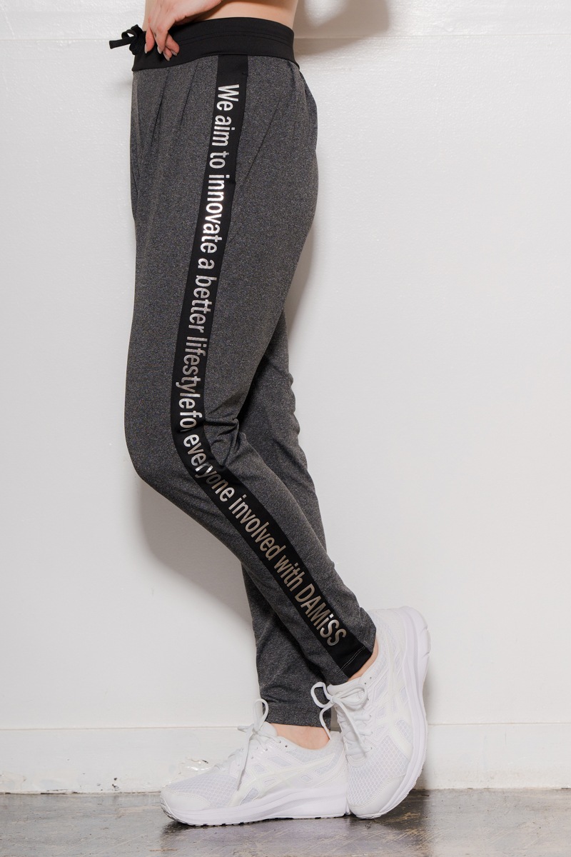 サイドロゴタックパンツ　杢ブラック　1432-1421