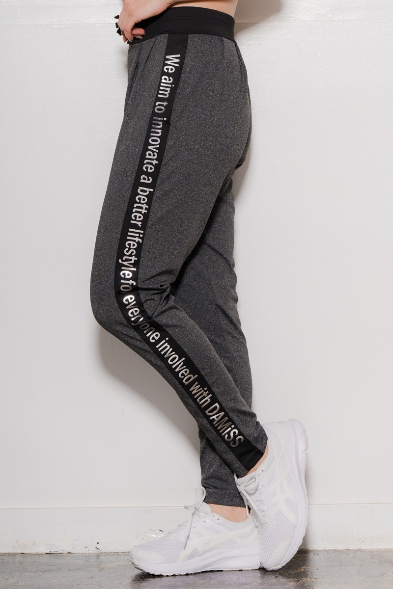 サイドロゴタックパンツ　杢ブラック　1432-1421