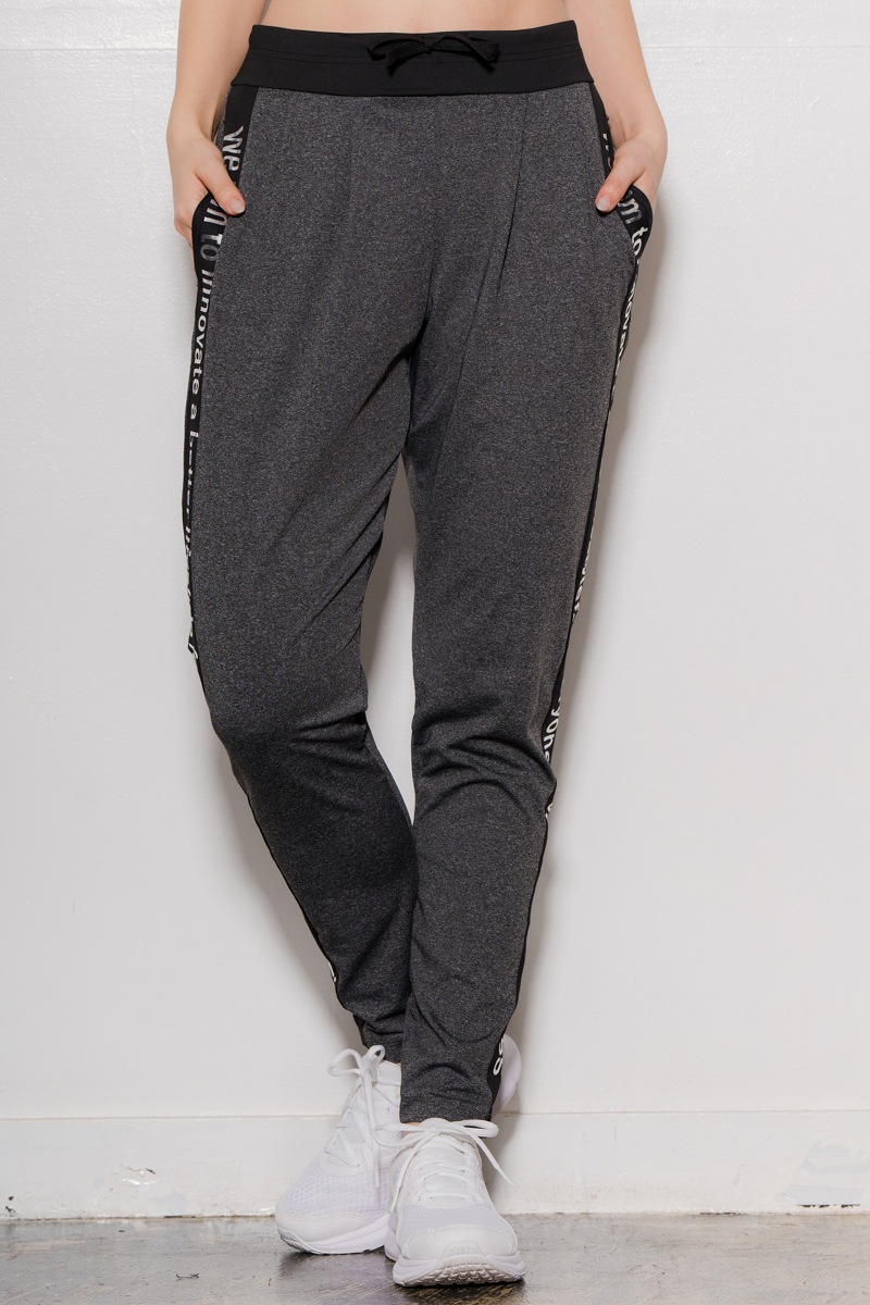 サイドロゴタックパンツ　杢ブラック　1432-1421