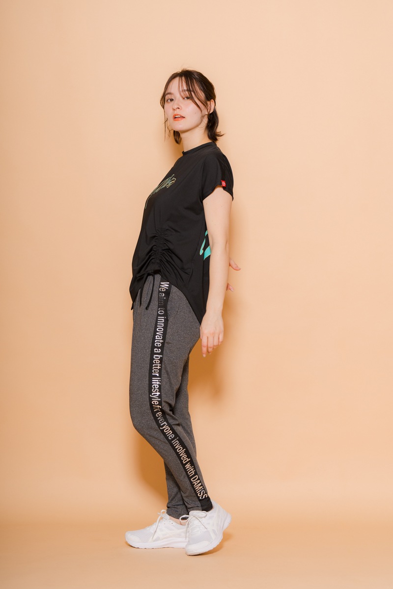 サイドロゴタックパンツ　杢ブラック　1432-1421