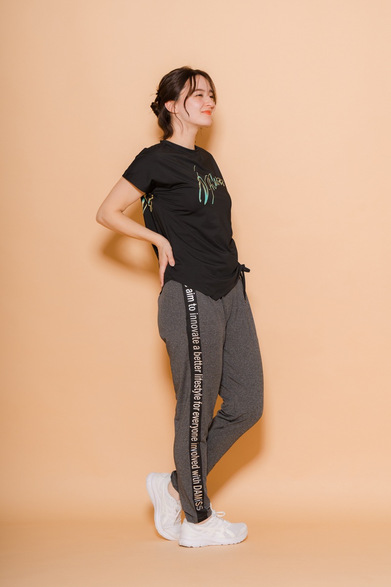 サイドロゴタックパンツ　杢ブラック　1432-1421