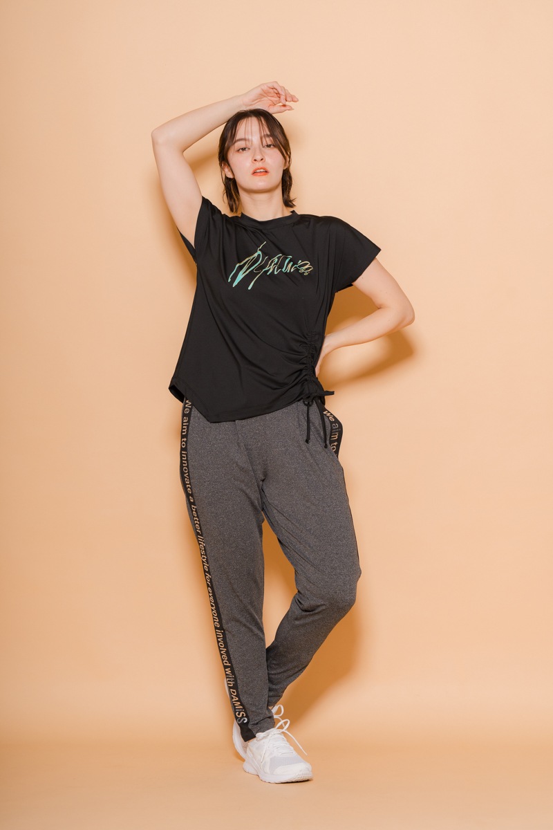 サイドロゴタックパンツ　杢ブラック　1432-1421