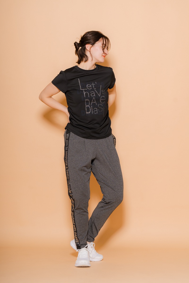 サイドロゴタックパンツ　杢ブラック　1432-1421