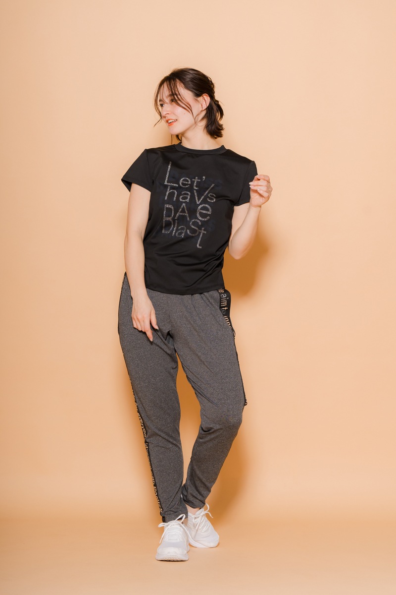 サイドロゴタックパンツ　杢ブラック　1432-1421