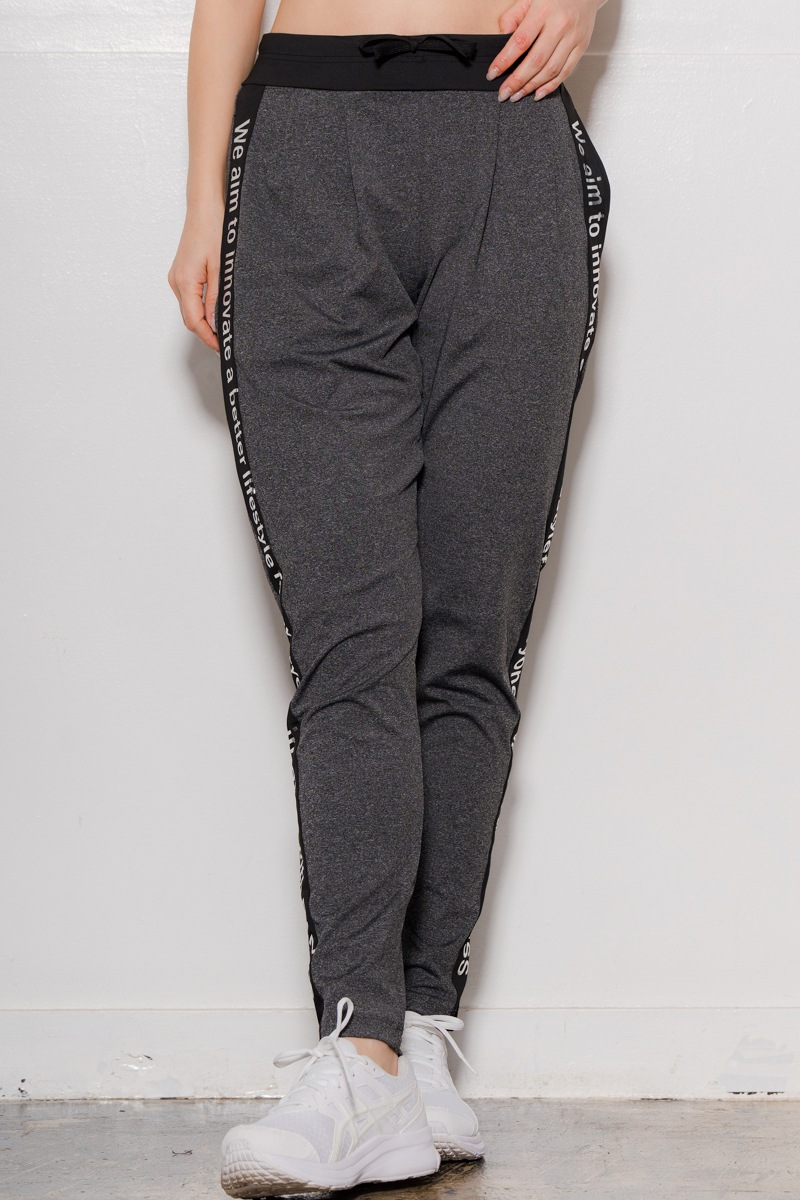 サイドロゴタックパンツ　杢ブラック　1432-1421