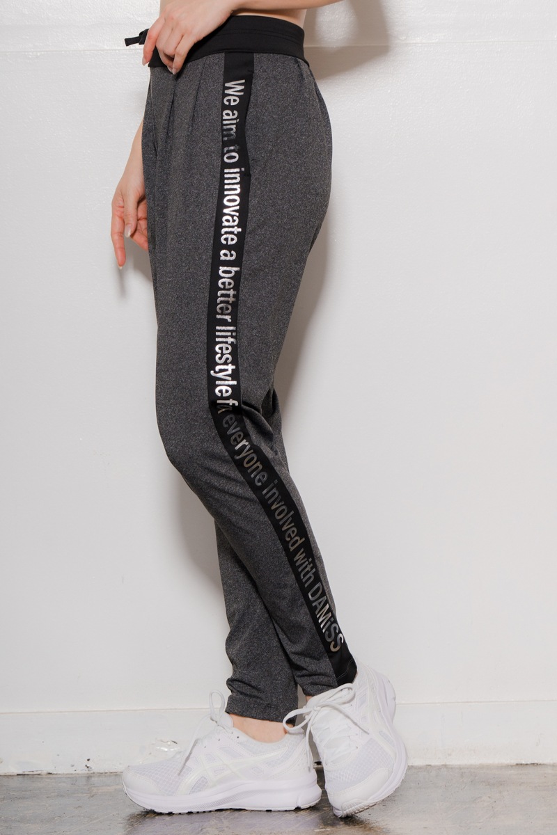 サイドロゴタックパンツ　杢ブラック　1432-1421