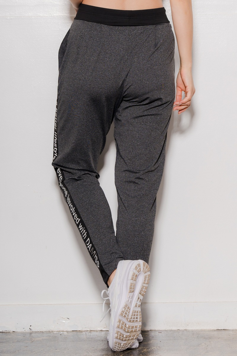 サイドロゴタックパンツ　杢ブラック　1432-1421