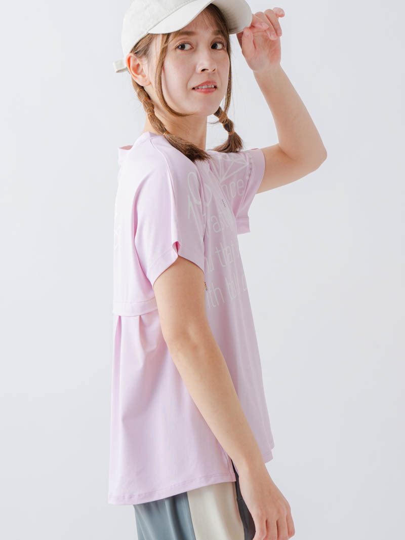 バックフレアヘムTシャツ  ピンク  1634-1467