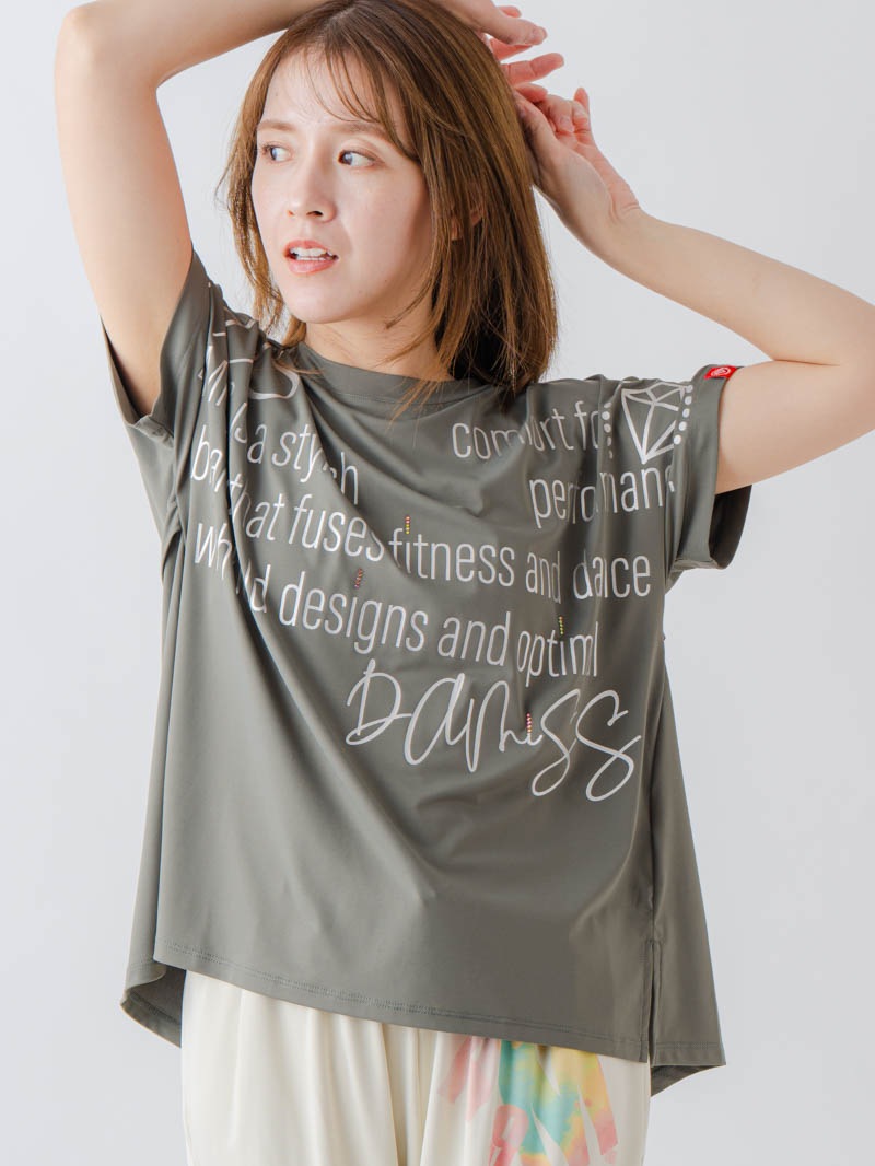バックフレアヘムTシャツ   カーキ  1634-1467