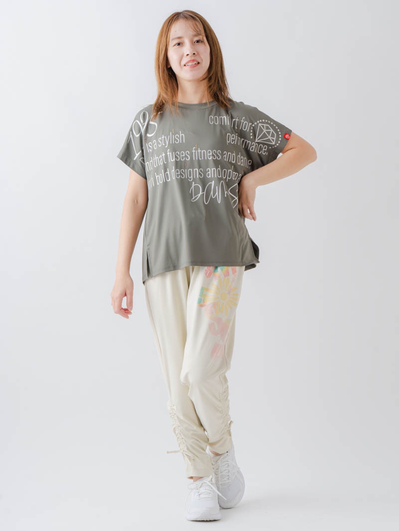 バックフレアヘムTシャツ   カーキ  1634-1467