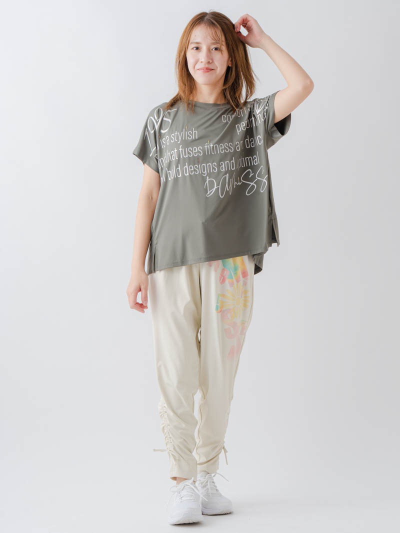 バックフレアヘムTシャツ   カーキ  1634-1467