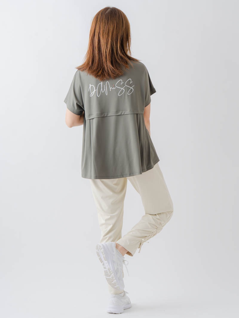 バックフレアヘムTシャツ   カーキ  1634-1467