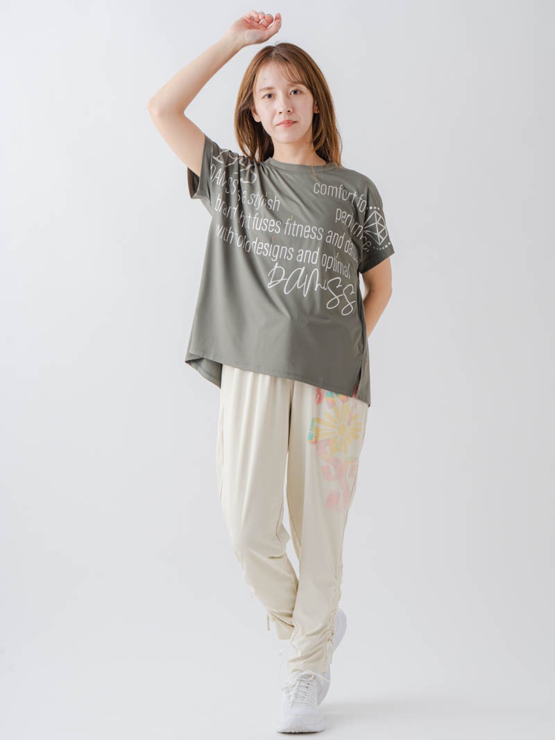 バックフレアヘムTシャツ   カーキ  1634-1467