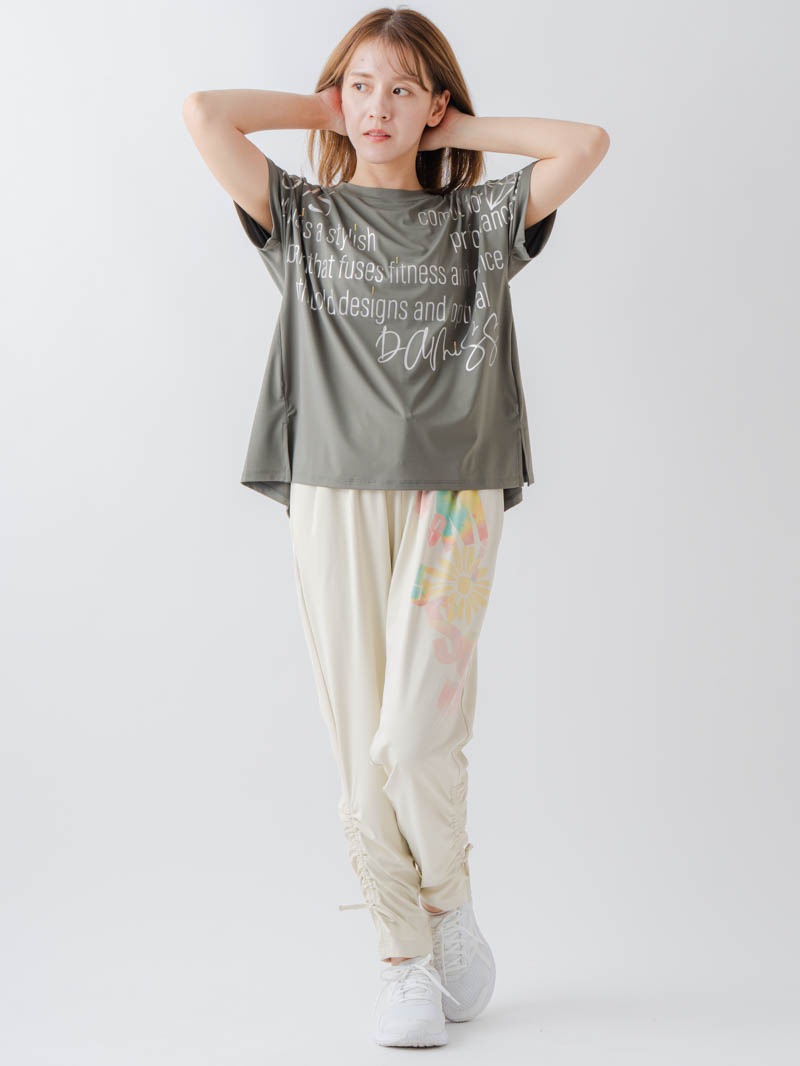 バックフレアヘムTシャツ   カーキ  1634-1467