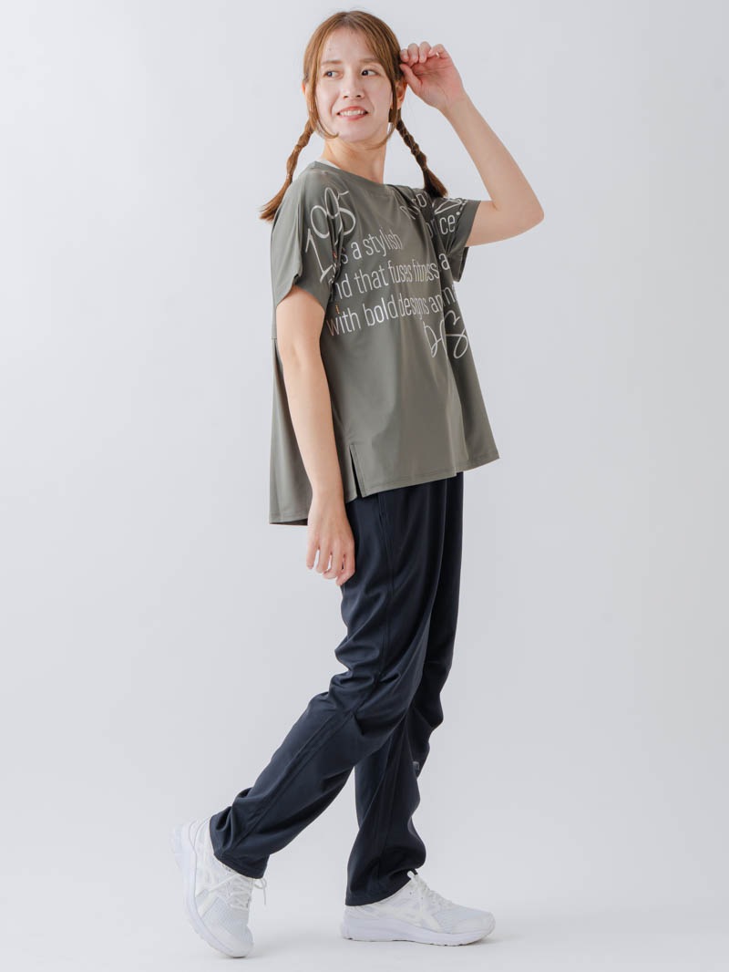 バックフレアヘムTシャツ   カーキ  1634-1467