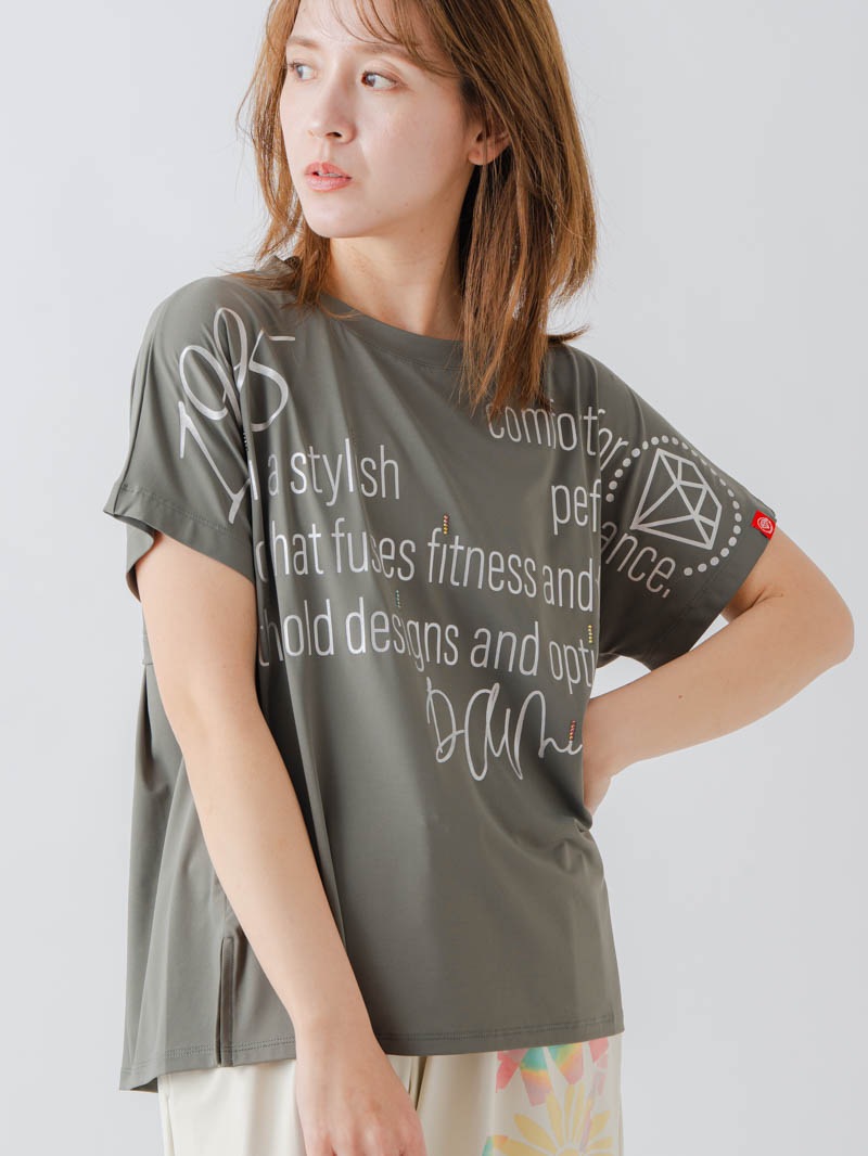 バックフレアヘムTシャツ   カーキ  1634-1467