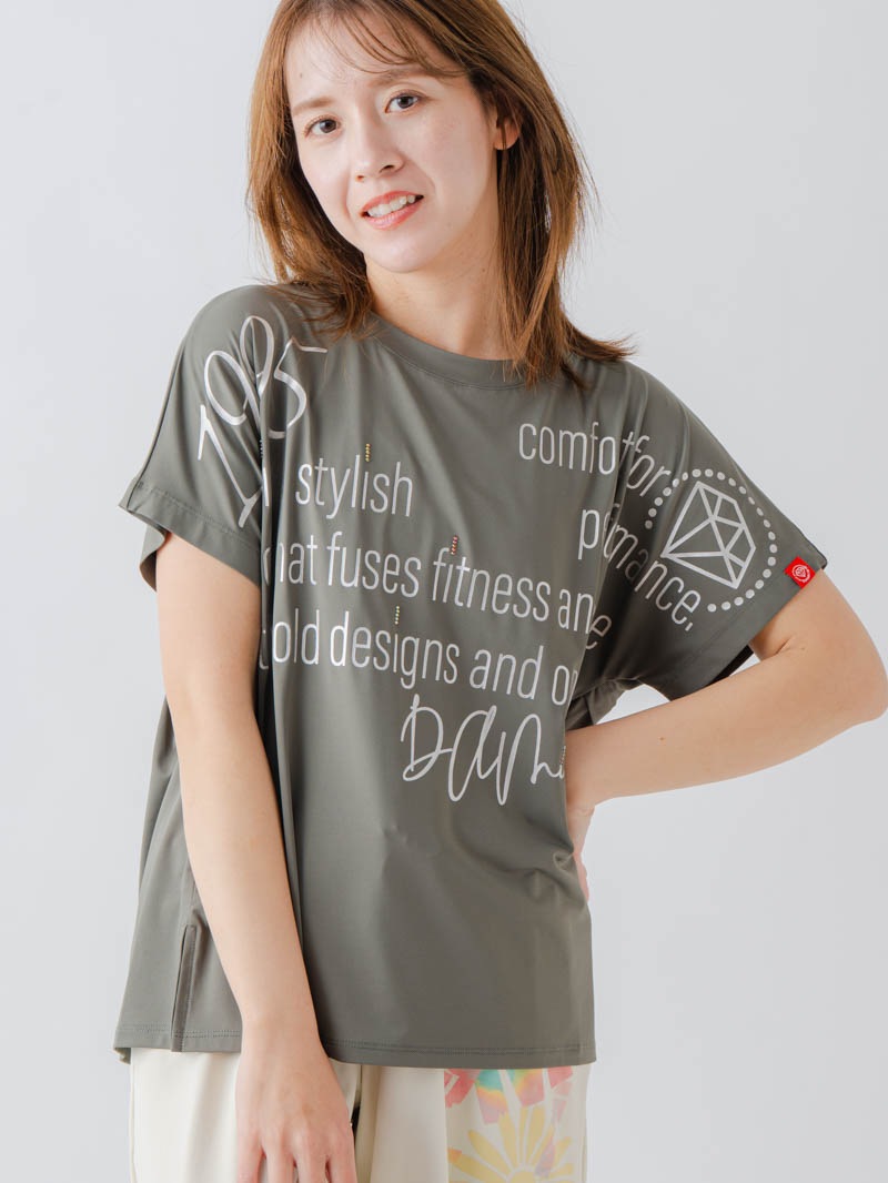 バックフレアヘムTシャツ   カーキ  1634-1467