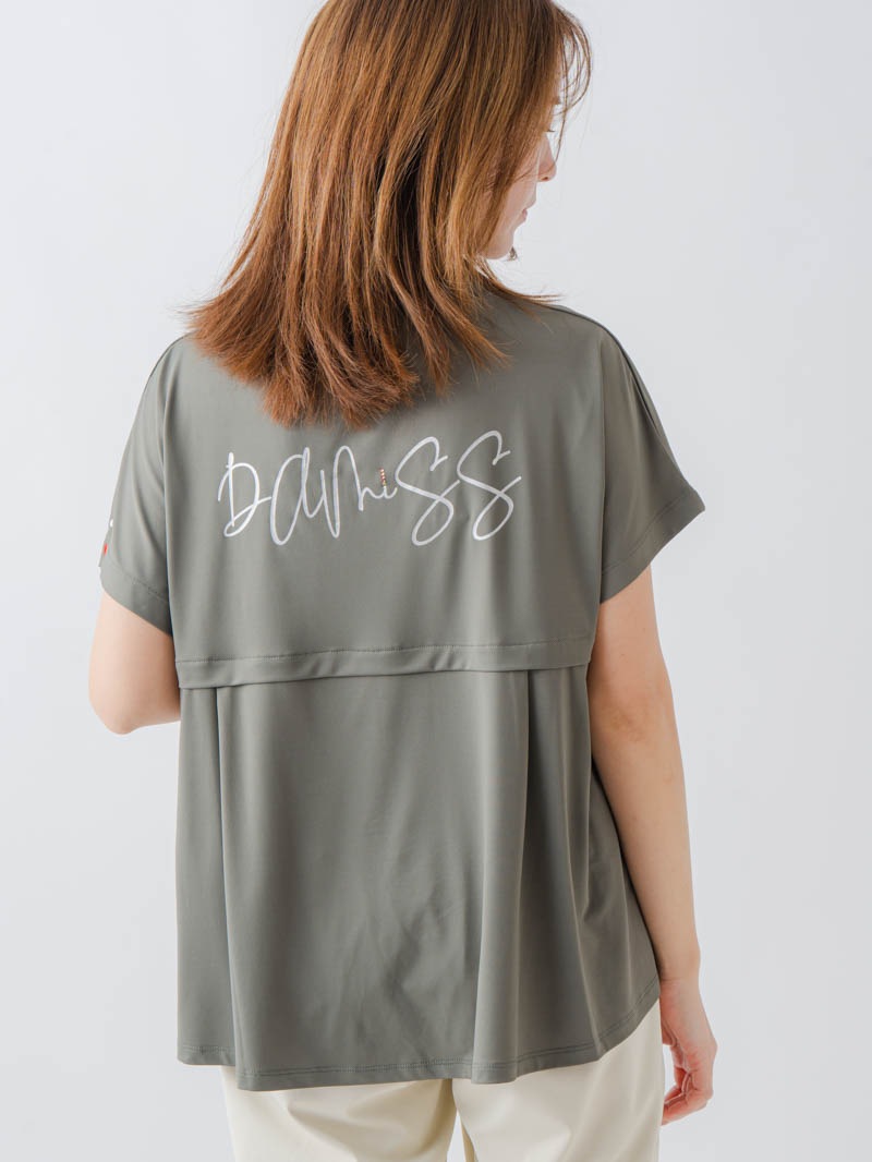 バックフレアヘムTシャツ   カーキ  1634-1467