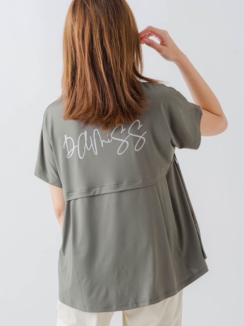 バックフレアヘムTシャツ   カーキ  1634-1467