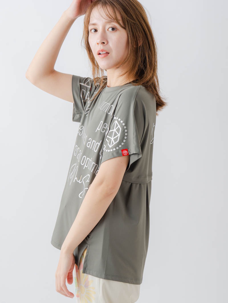 バックフレアヘムTシャツ   カーキ  1634-1467