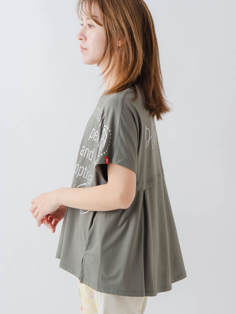 バックフレアヘムTシャツ   カーキ  1634-1467