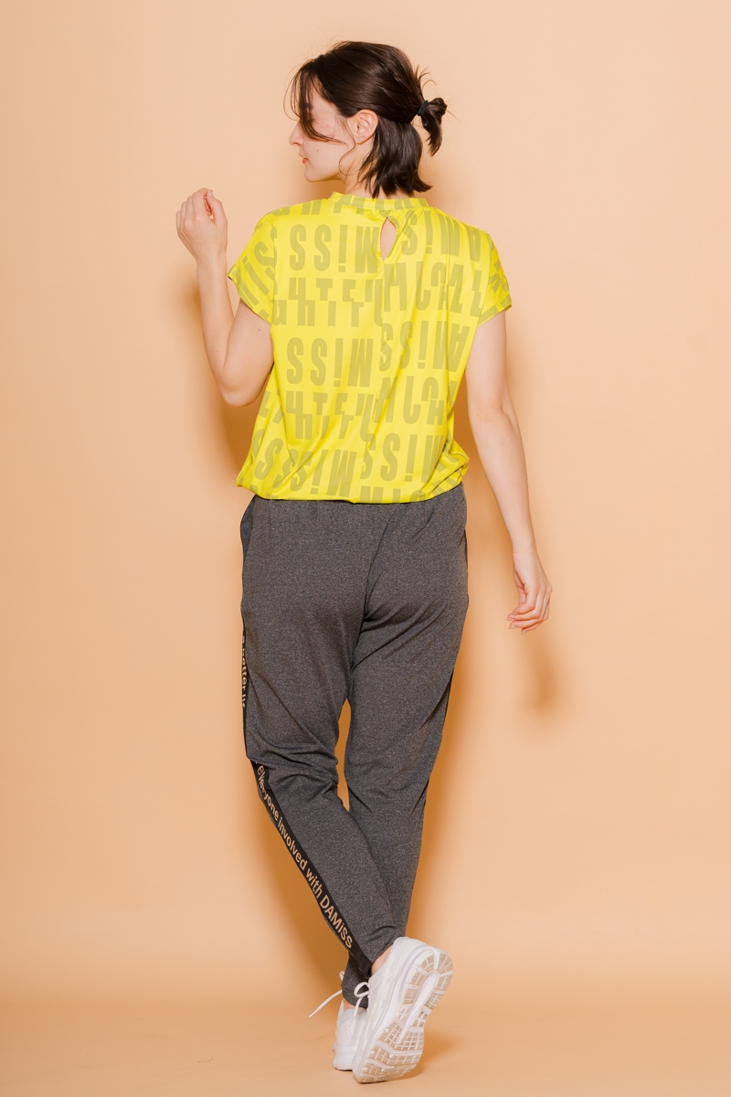 ロゴパターンドローコードＴシャツ  イエロー　1534-1426