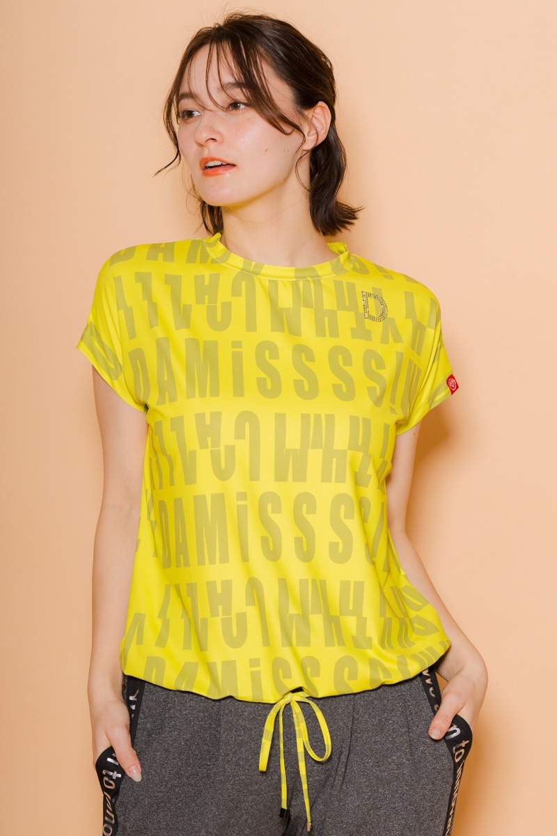 ロゴパターンドローコードＴシャツ  イエロー　1534-1426