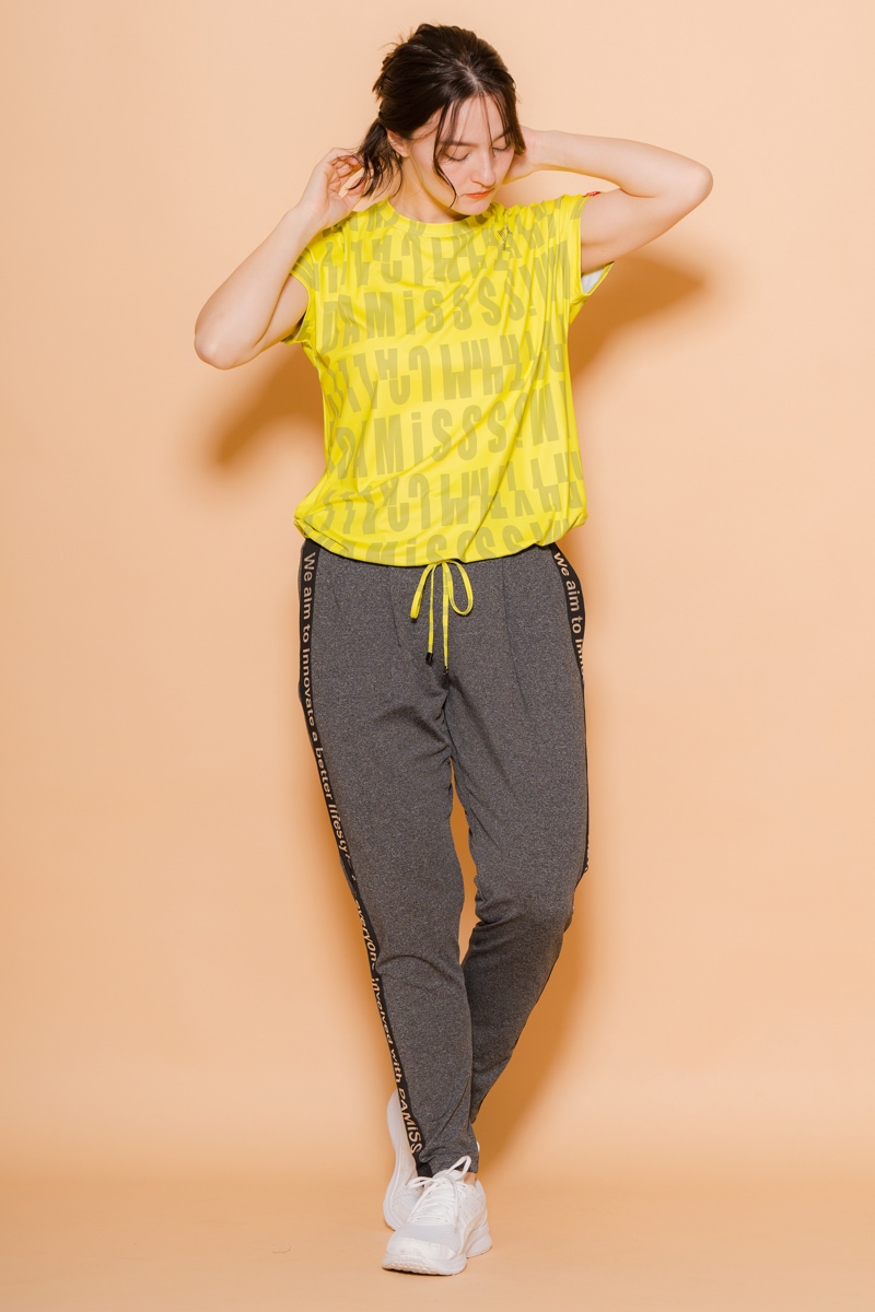 ロゴパターンドローコードＴシャツ  イエロー　1534-1426