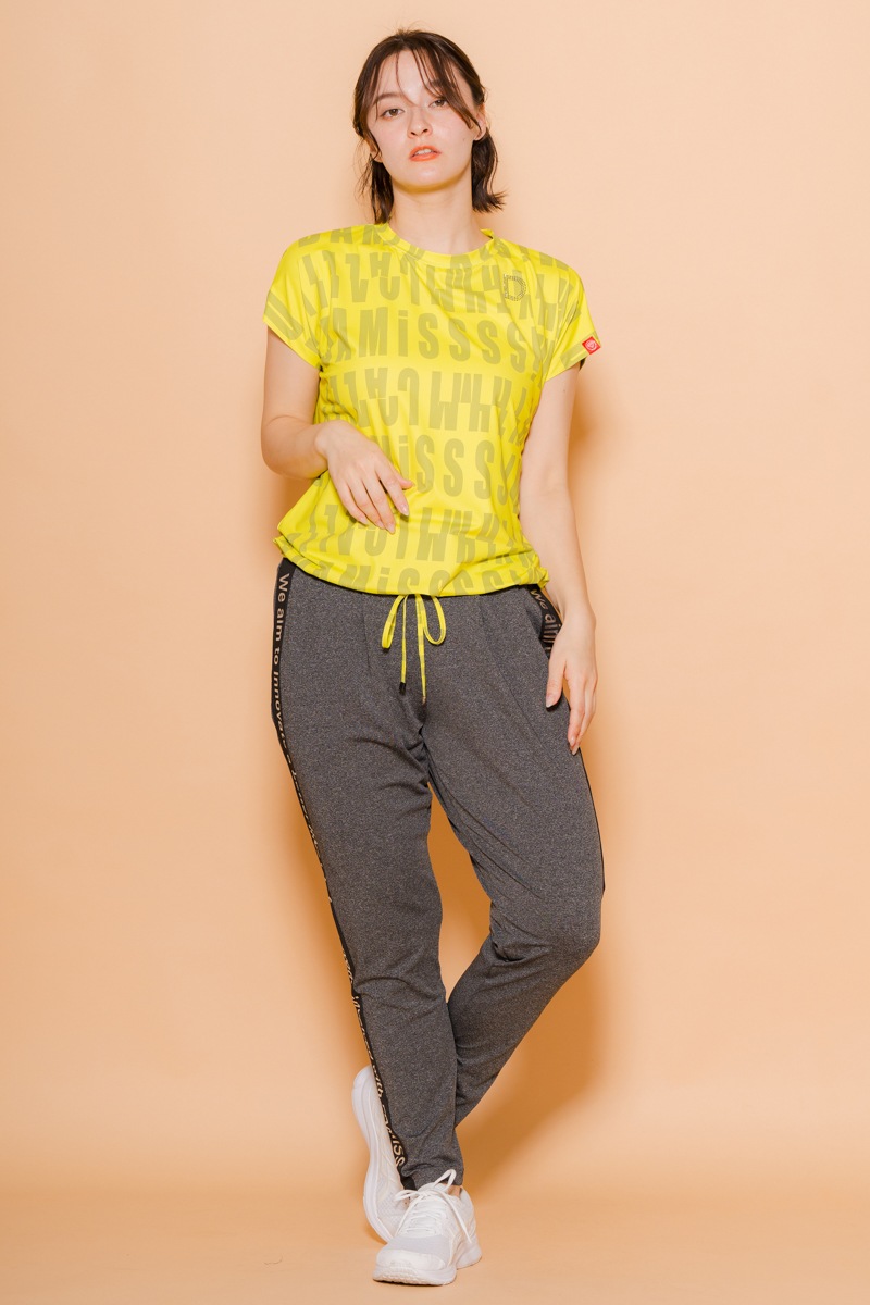 ロゴパターンドローコードＴシャツ  イエロー　1534-1426