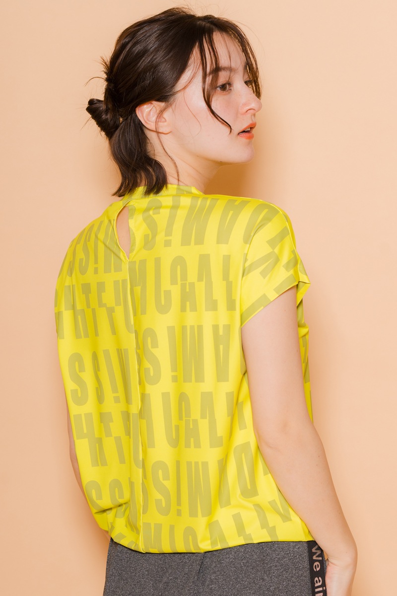 ロゴパターンドローコードＴシャツ  イエロー　1534-1426