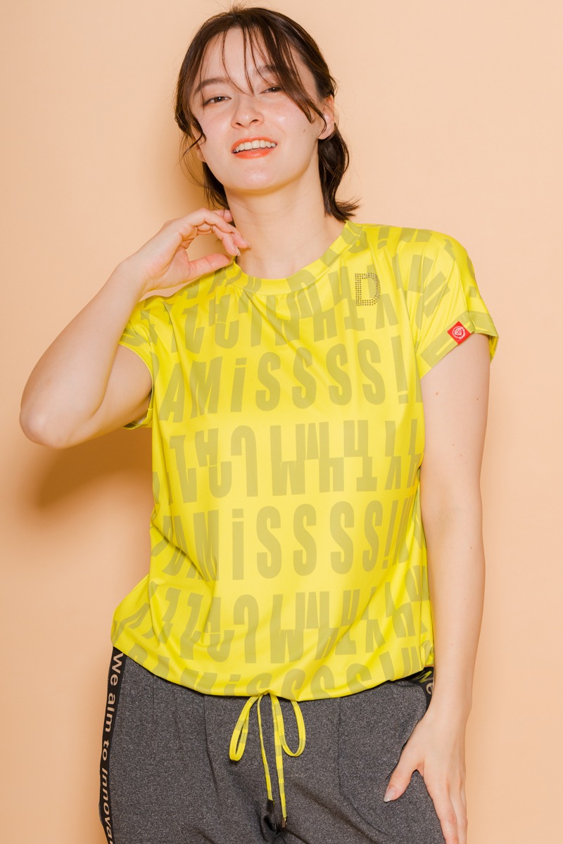 ロゴパターンドローコードＴシャツ  イエロー　1534-1426