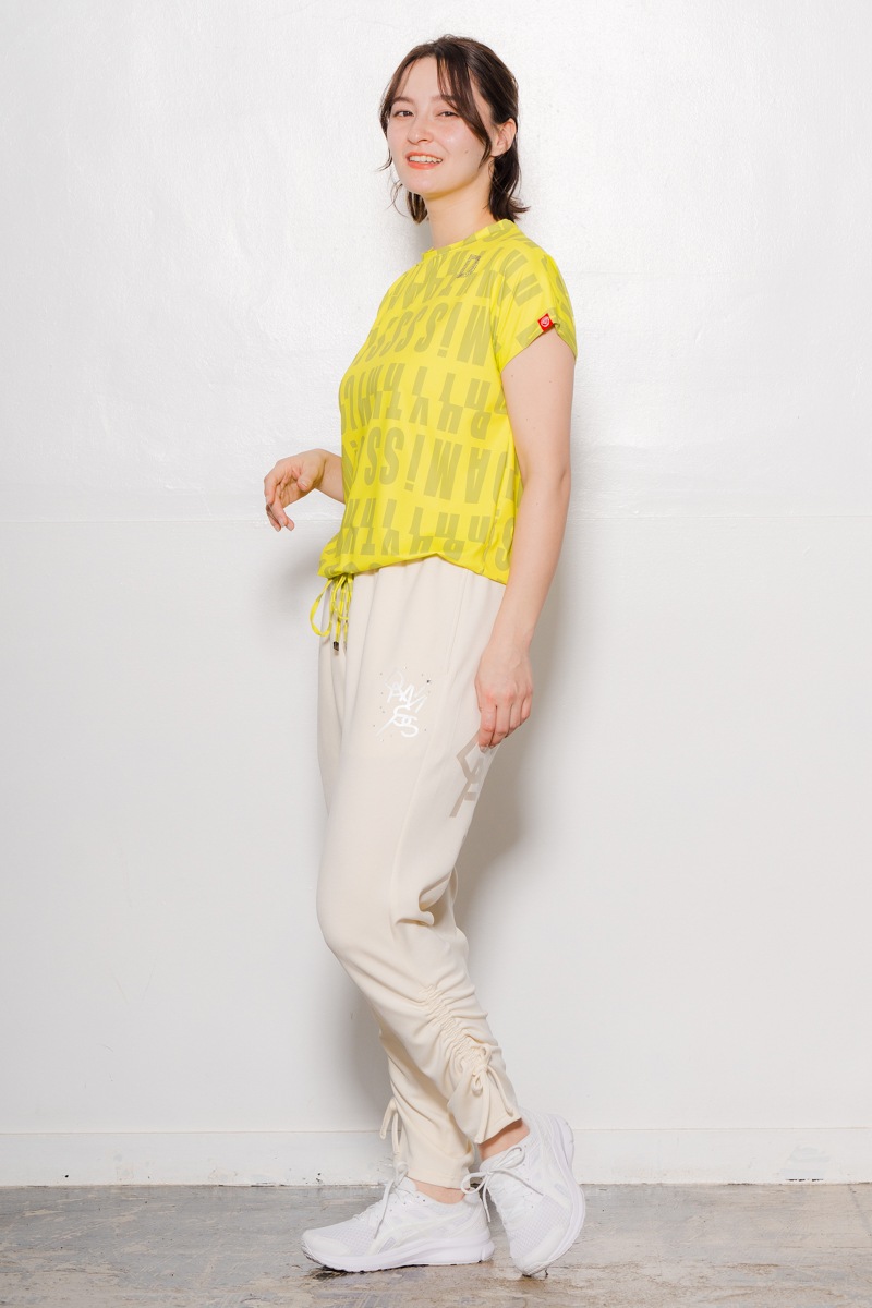ロゴパターンドローコードＴシャツ  イエロー　1534-1426