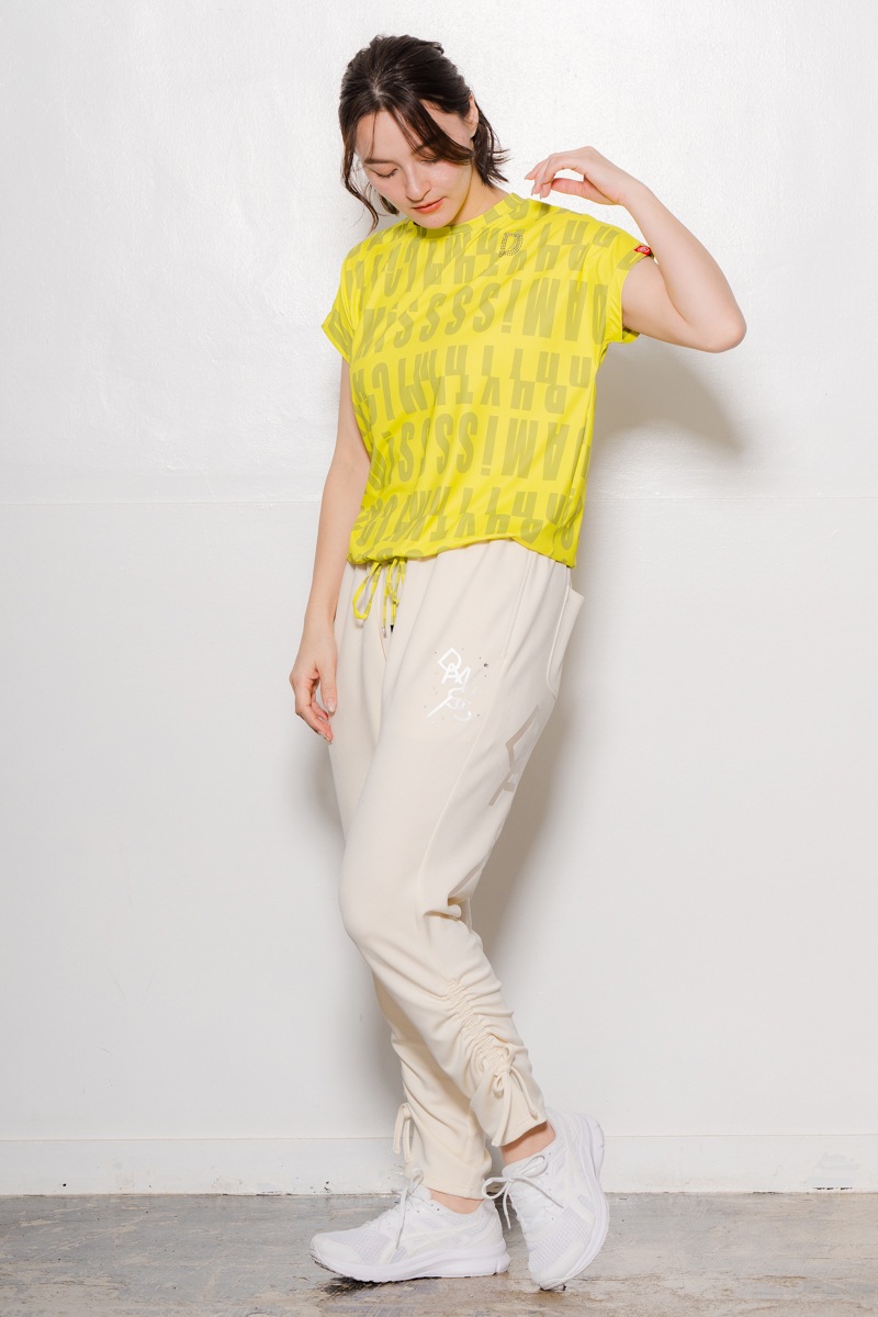 ロゴパターンドローコードＴシャツ  イエロー　1534-1426