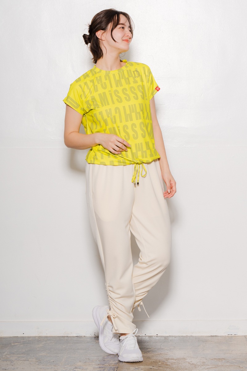 ロゴパターンドローコードＴシャツ  イエロー　1534-1426