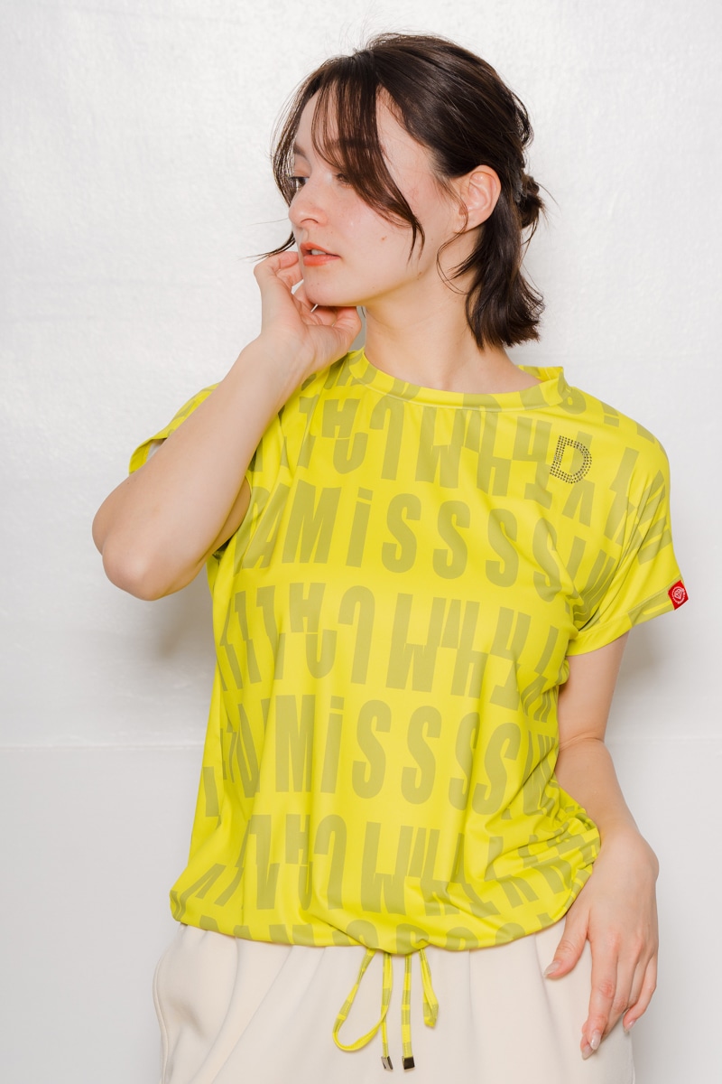 ロゴパターンドローコードＴシャツ  イエロー　1534-1426