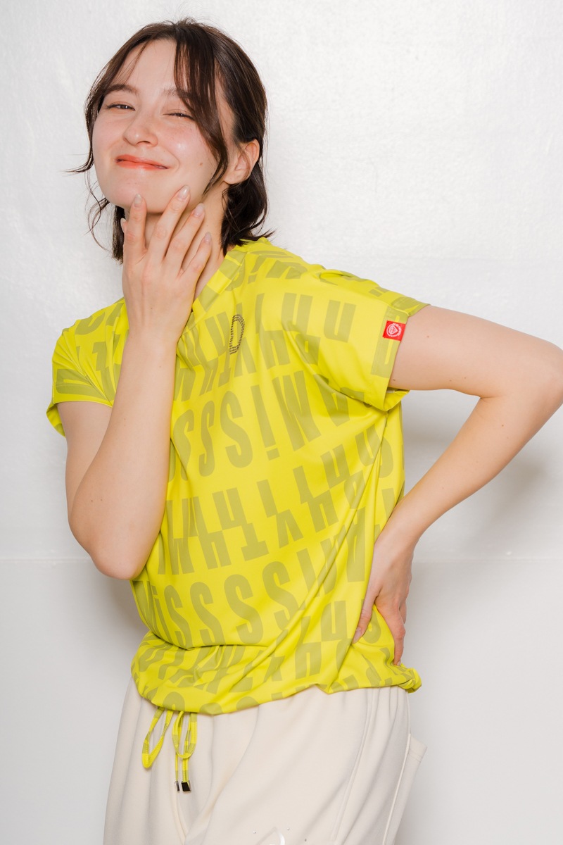 ロゴパターンドローコードＴシャツ  イエロー　1534-1426