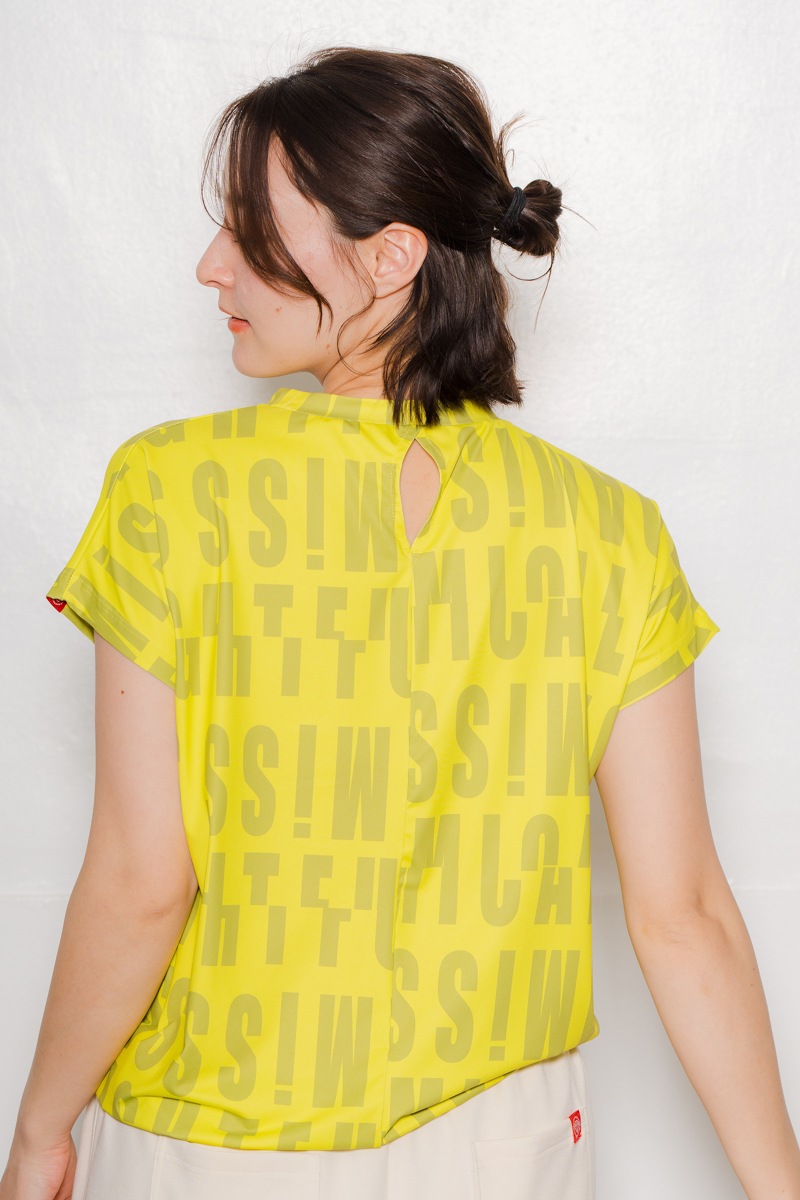 ロゴパターンドローコードＴシャツ  イエロー　1534-1426