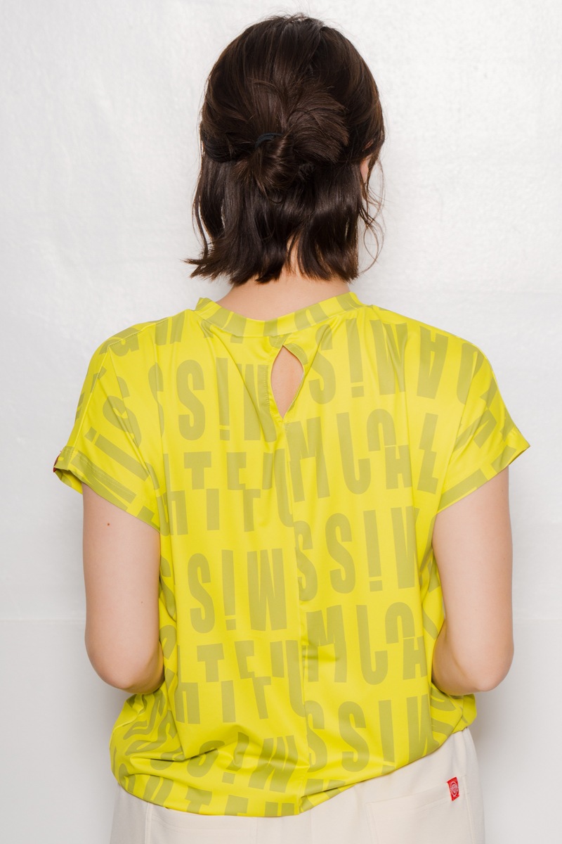 ロゴパターンドローコードＴシャツ  イエロー　1534-1426