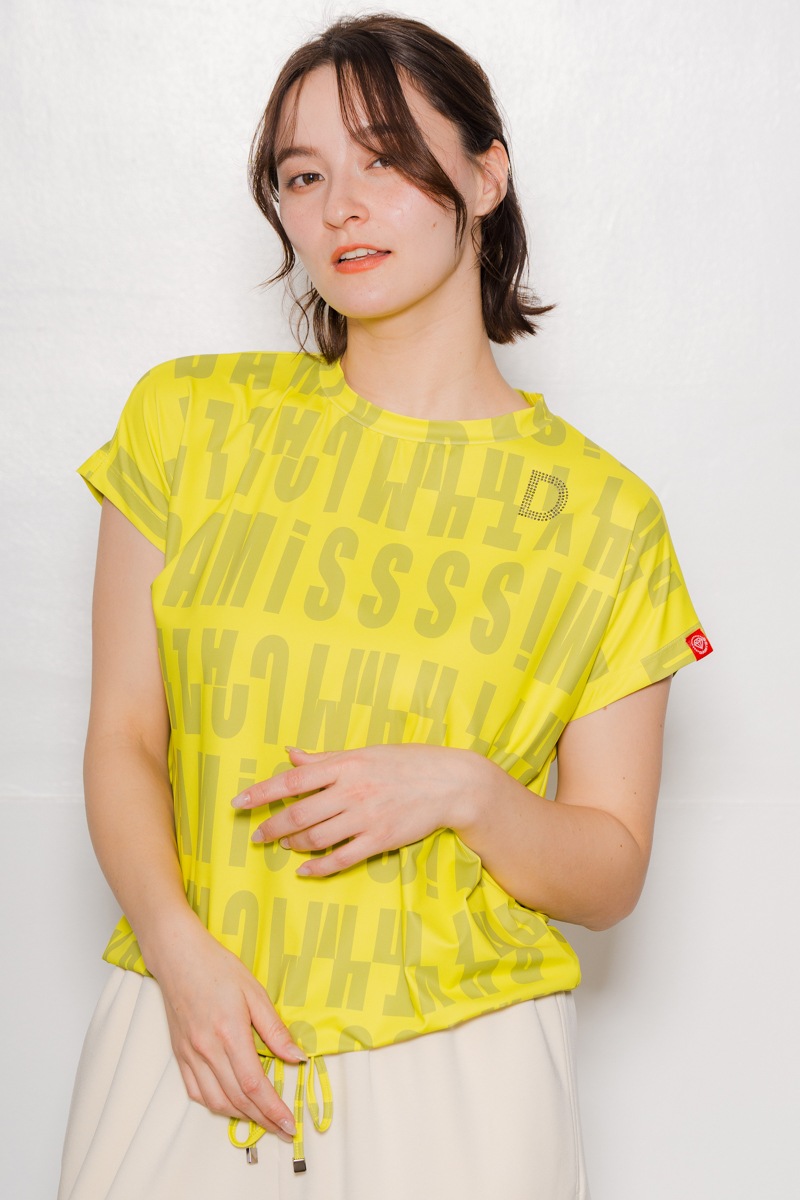 ロゴパターンドローコードＴシャツ  イエロー　1534-1426