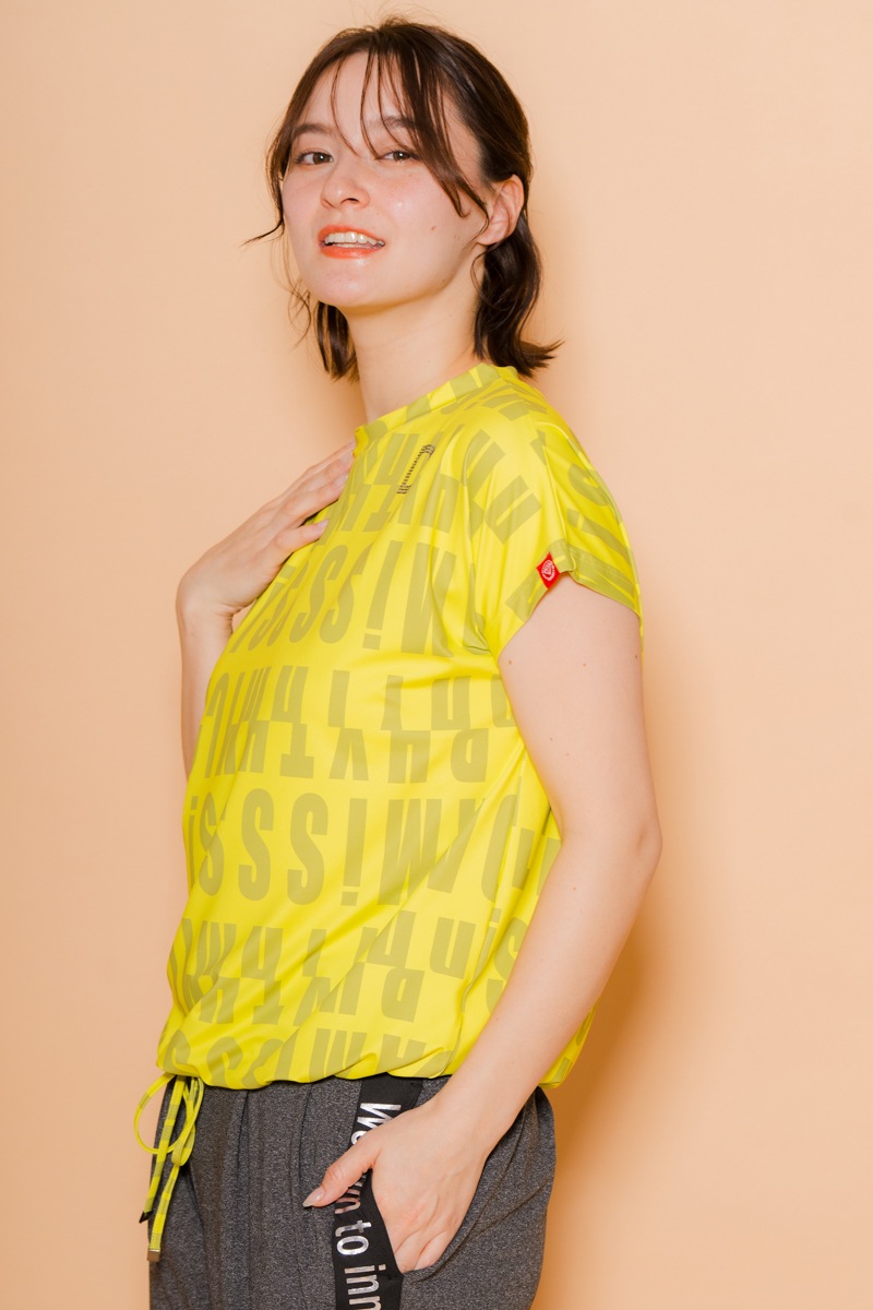 ロゴパターンドローコードＴシャツ  イエロー　1534-1426