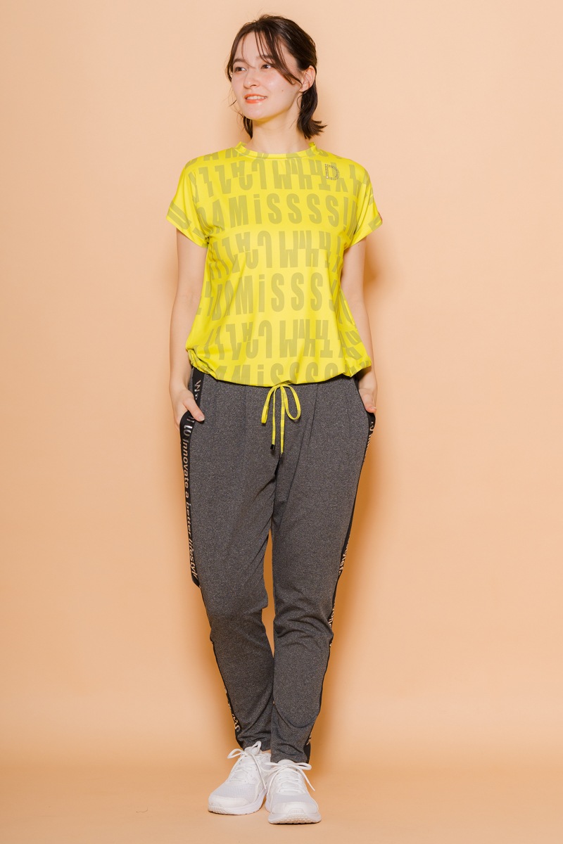 ロゴパターンドローコードＴシャツ  イエロー　1534-1426