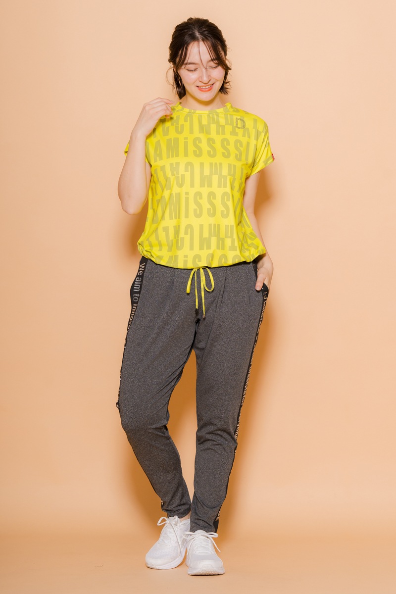 ロゴパターンドローコードＴシャツ  イエロー　1534-1426