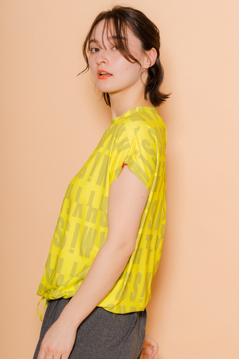 ロゴパターンドローコードＴシャツ  イエロー　1534-1426