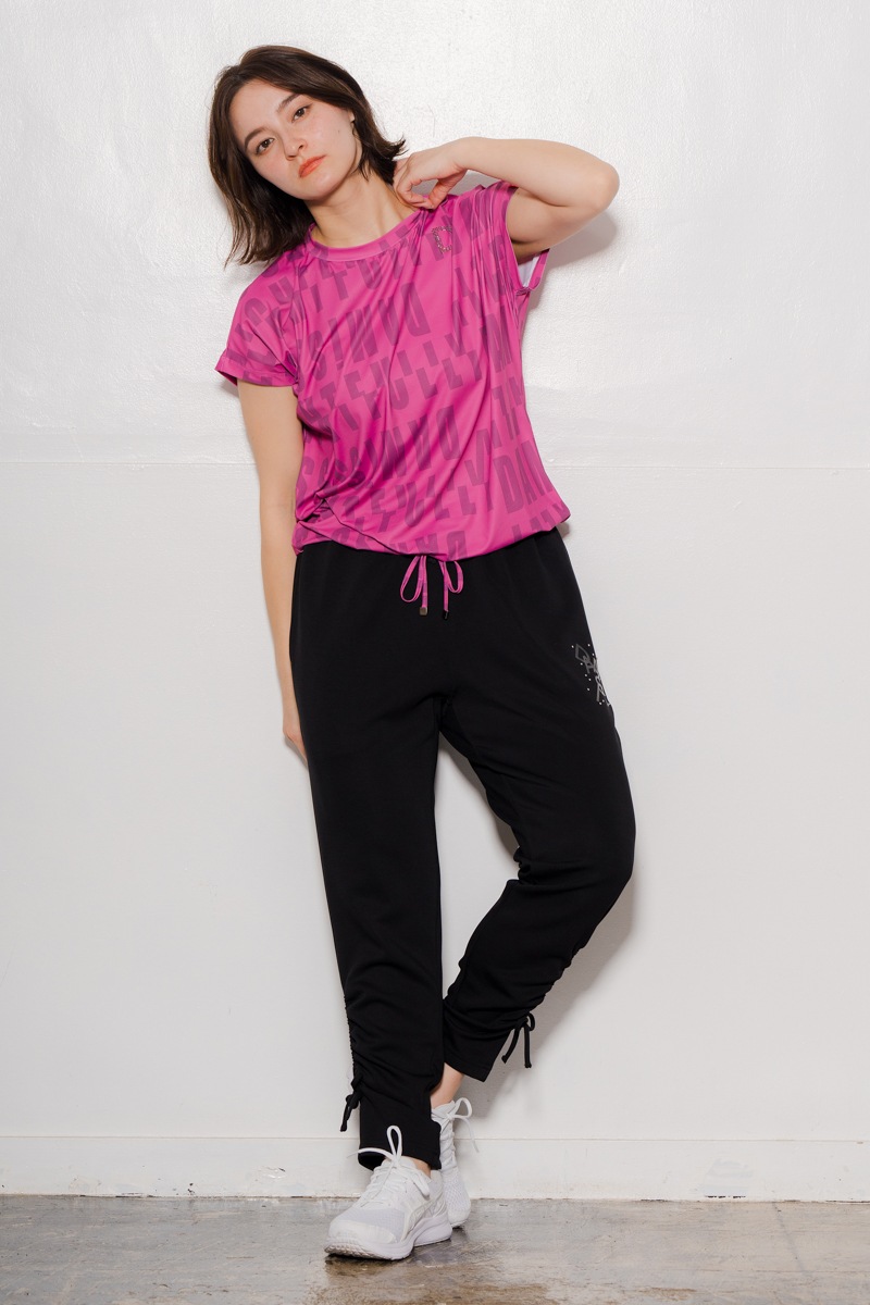 ロゴパターンドローコードTシャツ ローズ 1534-1426