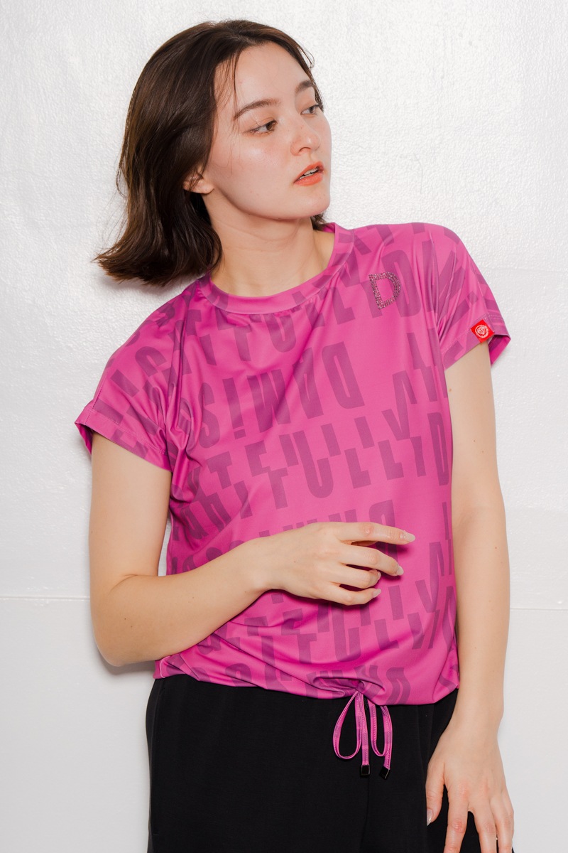 ロゴパターンドローコードTシャツ ローズ 1534-1426