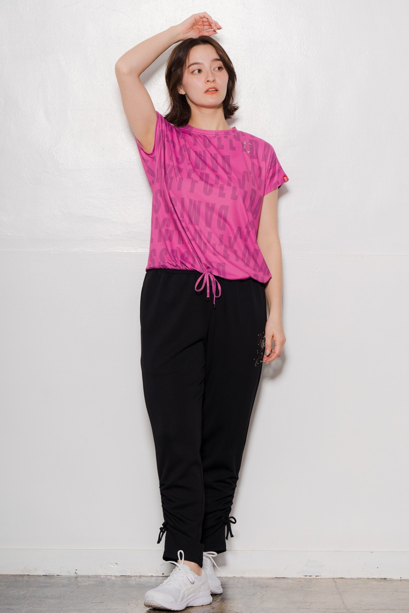 ロゴパターンドローコードTシャツ ローズ 1534-1426