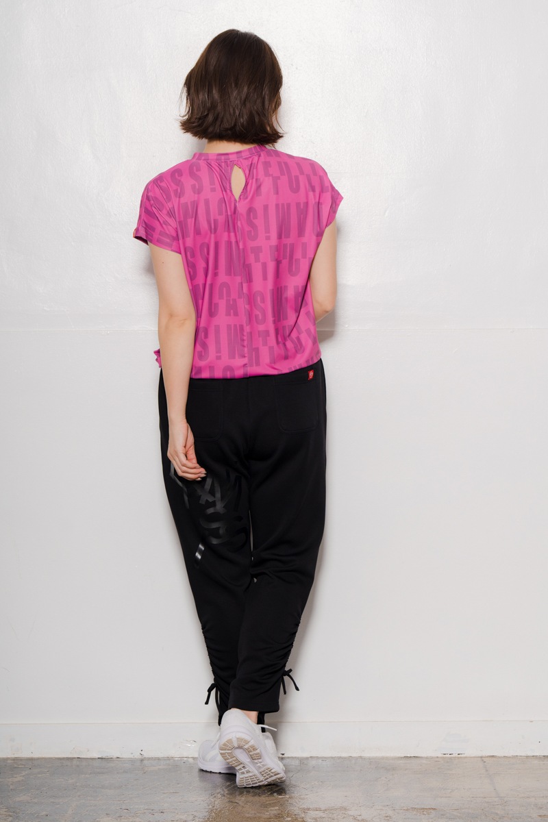 ロゴパターンドローコードTシャツ ローズ 1534-1426